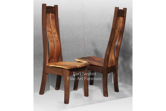 custom made dining chairs made from mesquite and walnut
